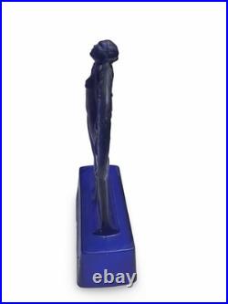 Vintage Sarsaparilla Art Deco Cobalt Blue Fan Dancer Glass Table Lamp RARE McKee