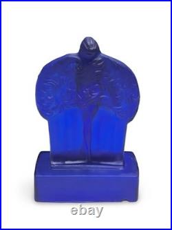 Vintage Sarsaparilla Art Deco Cobalt Blue Fan Dancer Glass Table Lamp RARE McKee