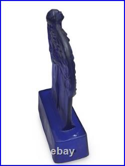 Vintage Sarsaparilla Art Deco Cobalt Blue Fan Dancer Glass Table Lamp RARE McKee