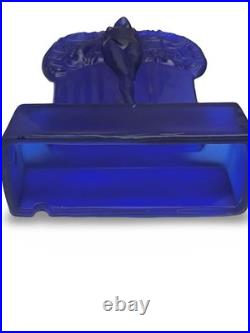 Vintage Sarsaparilla Art Deco Cobalt Blue Fan Dancer Glass Table Lamp RARE McKee