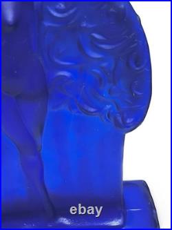 Vintage Sarsaparilla Art Deco Cobalt Blue Fan Dancer Glass Table Lamp RARE McKee