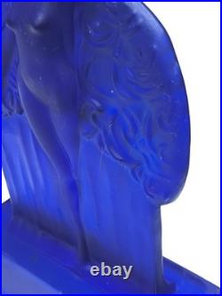 Vintage Sarsaparilla Art Deco Cobalt Blue Fan Dancer Glass Table Lamp RARE McKee