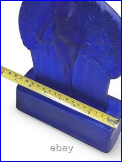 Vintage Sarsaparilla Art Deco Cobalt Blue Fan Dancer Glass Table Lamp RARE McKee