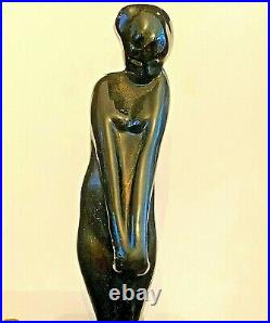Vintage Sarsaparilla Art Deco Nude Woman Black Glass Lamp 1986 Works Euc