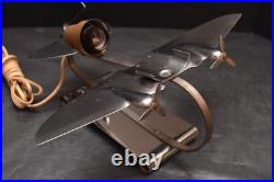 Vintage Sarsaparilla Art Deco Two Prop Airplane Plane Figural Lamp Base ONLY