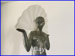 Vintage Sarsaparilla Max Le Verrier Art Deco Marble Base Semi Nude Lamp