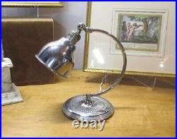 Vintage Signed Miller Chrome Arc Form Gooseneck Table Lamp Art Deco