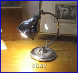 Vintage Signed Miller Chrome Arc Form Gooseneck Table Lamp Art Deco