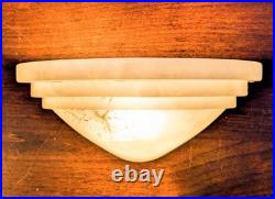 Vintage Solid Alabaster Art Deco Wall Sconce Spain 10 60 Watt single lamp
