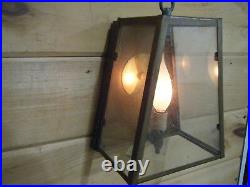 Vintage Solid Brass Light Fixture Sconce Wall Porch 70s Art deco Patina Lamp