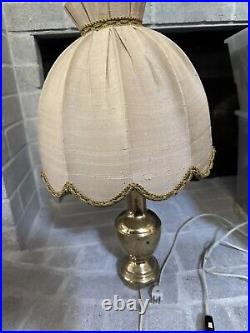 Vintage Solid Brass Table Lamp Art Deco Lampshade Antique Lamp Heavy