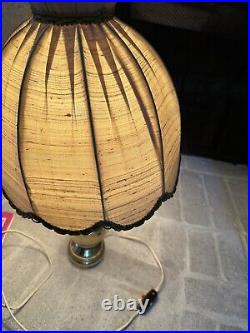 Vintage Solid Brass Table Lamp Art Deco Lampshade Antique Lamp Heavy