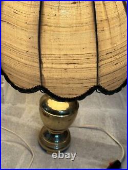 Vintage Solid Brass Table Lamp Art Deco Lampshade Antique Lamp Heavy