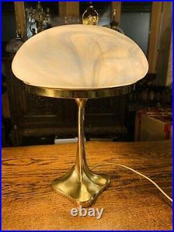 Vintage Solid Bronze & Handmade Glass Table Lamp, Art Deco, Art Nouveau