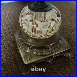 Vintage St. Clair Art Glass White Trumpet Flower Paperweight Lamp Working
