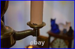 Vintage Stiffel Brass 4-light Mogul Torchiere Candelabra Floor Lamp Milk Glass