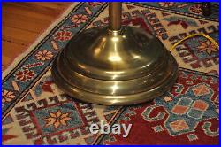 Vintage Stiffel Brass 4-light Mogul Torchiere Candelabra Floor Lamp Silk Shade