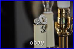 Vintage Stiffel Brass 4-light Mogul Torchiere Candelabra Floor Lamp Silk Shade