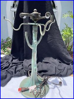 Vintage TIFFANY STYLE Bronze Lamp Base Tree Trunk 18 2 Bulb with ARMS
