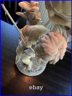 Vintage Table Lamp French Resin Fishing Children Girl Boy 26