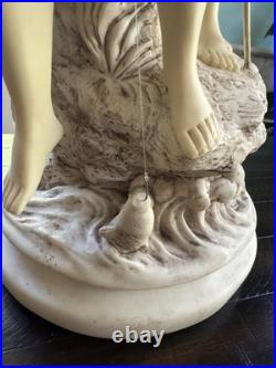 Vintage Table Lamp French Resin Fishing Children Girl Boy 26