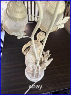 Vintage Table Lamp French Resin Fishing Children Girl Boy 26
