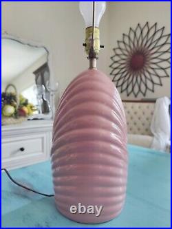 Vintage Table Lamp Retro 80s Contemporary Art Deco Ceramic Coral Pink Scalloped