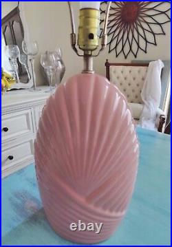 Vintage Table Lamp Retro 80s Contemporary Art Deco Ceramic Coral Pink Scalloped