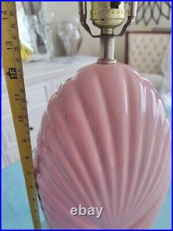 Vintage Table Lamp Retro 80s Contemporary Art Deco Ceramic Coral Pink Scalloped