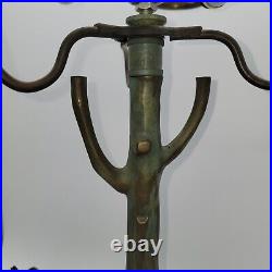 Vintage Tiffany Style Bronze Lamp Base Tree Trunk 18 2 Bulb with Arms