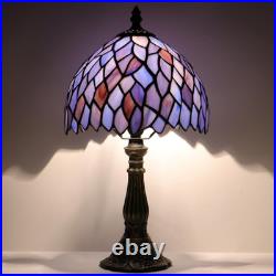 Vintage Tiffany Style Stained Glass Table Lamp 14.5 Bedside Desk Accent Light