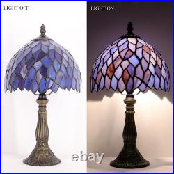 Vintage Tiffany Style Stained Glass Table Lamp 14.5 Bedside Desk Accent Light