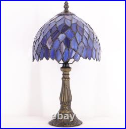 Vintage Tiffany Style Stained Glass Table Lamp 14.5 Bedside Desk Accent Light