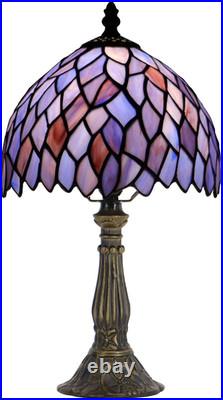 Vintage Tiffany Style Stained Glass Table Lamp 14.5 Bedside Desk Accent Light
