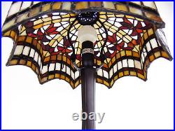 Vintage Tiffany Style Table Lamp Art Deco Style Red, White, Yellow Design 39cm