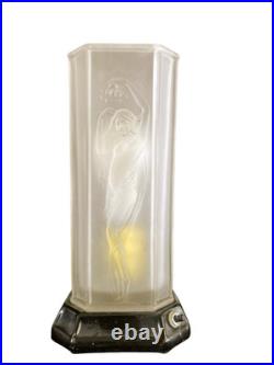 Vintage Tiffin #16265 Art Deco Nude Lady Dancing Glass Torchiere Lamp with Embos