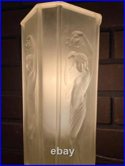 Vintage Tiffin #16265 Art Deco Nude Lady Dancing Glass Torchiere Lamp with Embos