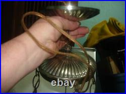Vintage Underwriters 3 Triple Globe Swag Light Chain Lamp colorful Beautiful