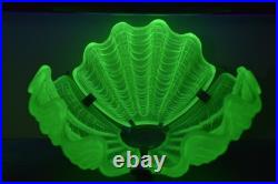 Vintage Uranium Clamshell Lamp Shade Pendant Art Deco Glass Lighting Complete