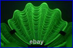 Vintage Uranium Clamshell Lamp Shade Pendant Art Deco Glass Lighting Complete