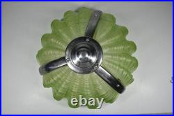 Vintage Uranium Clamshell Lamp Shade Pendant Art Deco Glass Lighting Complete