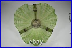 Vintage Uranium Clamshell Lamp Shade Pendant Art Deco Glass Lighting Complete