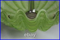 Vintage Uranium Clamshell Lamp Shade Pendant Art Deco Glass Lighting Complete