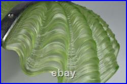 Vintage Uranium Clamshell Lamp Shade Pendant Art Deco Glass Lighting Complete
