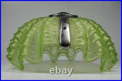 Vintage Uranium Clamshell Lamp Shade Pendant Art Deco Glass Lighting Complete