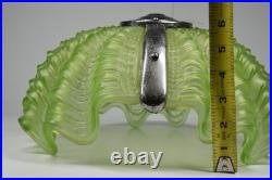 Vintage Uranium Clamshell Lamp Shade Pendant Art Deco Glass Lighting Complete
