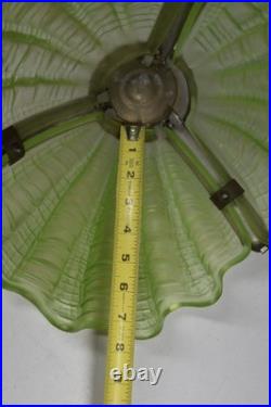Vintage Uranium Clamshell Lamp Shade Pendant Art Deco Glass Lighting Complete