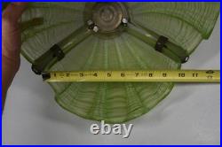 Vintage Uranium Clamshell Lamp Shade Pendant Art Deco Glass Lighting Complete