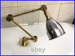 Vintage Wall Art Deco Swing Arm Lamp Stretchable Solid Aluminum & Brass