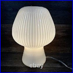 Vintage West Elm Art Deco Ribbed Glass Mushroom Table Lamp 14 Tall